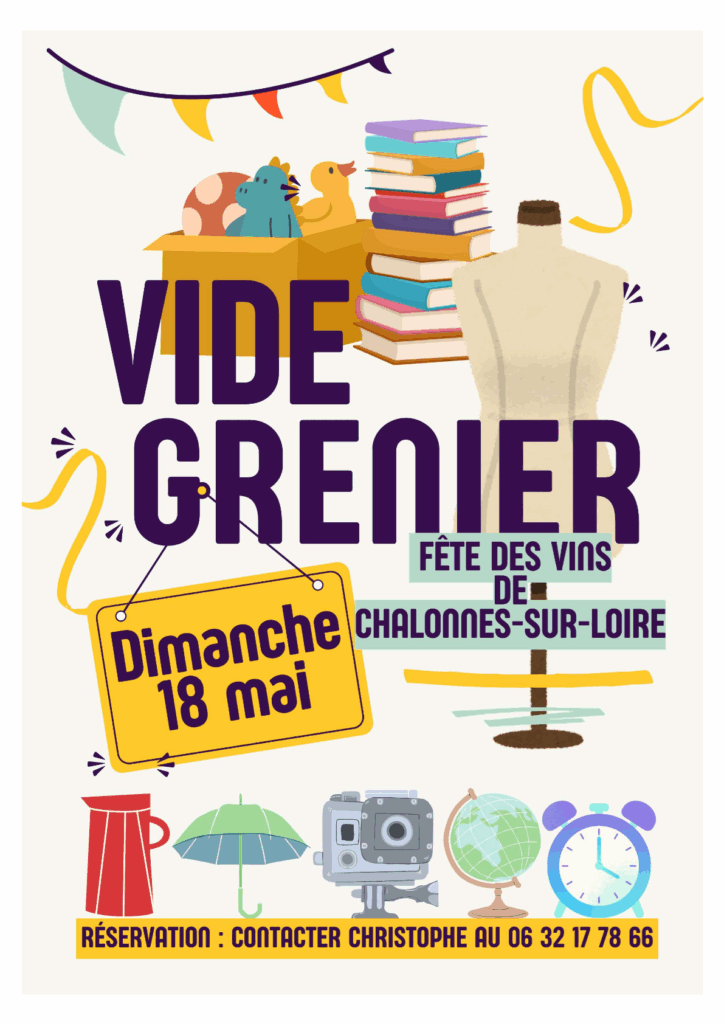 Affiche vide grenier fete des vins